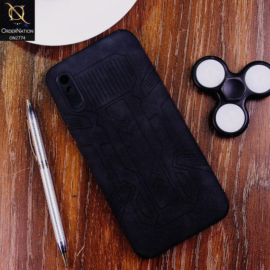 Xiaomi Redmi 9A Cover - Black - Soft Synthetic Leather TPU 3D Camera Case