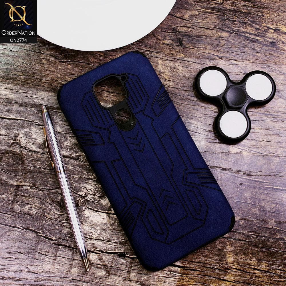 Xiaomi Redmi Note 9 Cover - Blue - Soft Synthetic Leather TPU 3D Camera Case