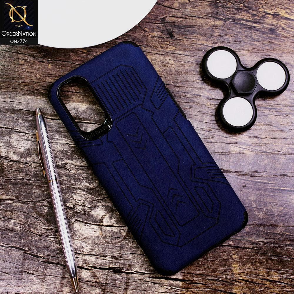 Oppo Reno 4 Cover - Blue - Soft Synthetic Leather TPU 3D Camera Case