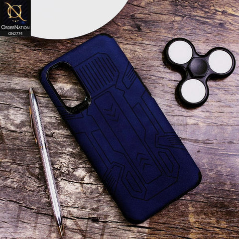 Oppo Reno 4 Cover - Blue - Soft Synthetic Leather TPU 3D Camera Case