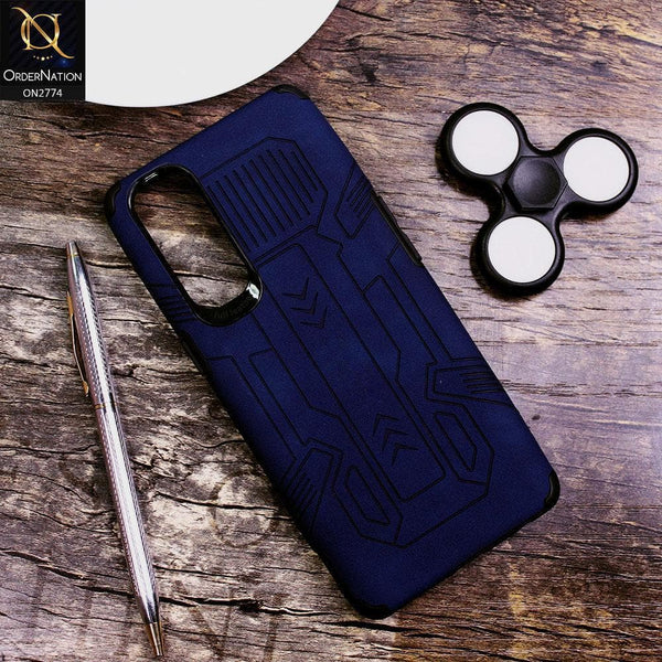 Cover Per Oppo Reno 4 PRO 5G Con Anello Girevole E Supporto Magnetico Auto + 2 Vetri Temperati, Blu