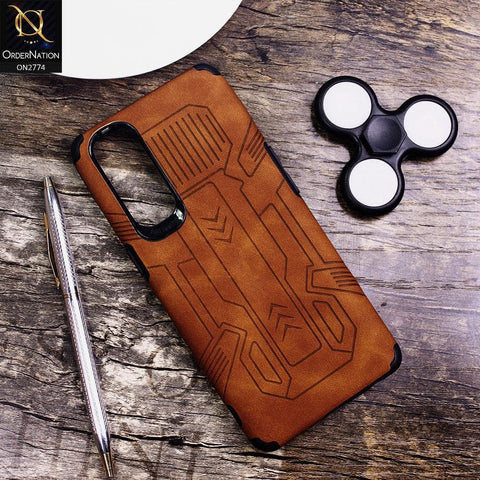 Oppo Reno 4 Pro Cover - Brown - Soft Synthetic Leather TPU 3D Camera Case