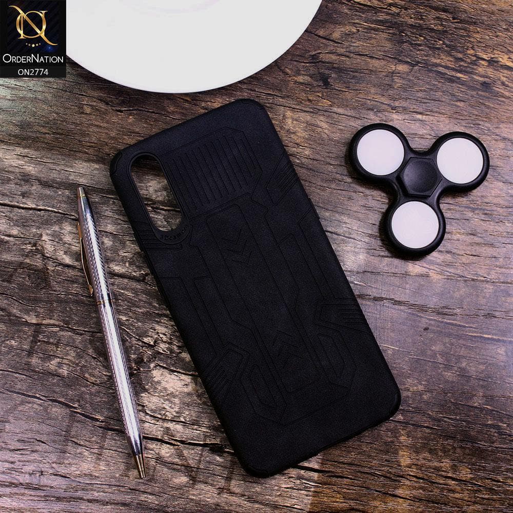 Vivo S1 Cover - Black - Soft Synthetic Leather TPU 3D Camera Case