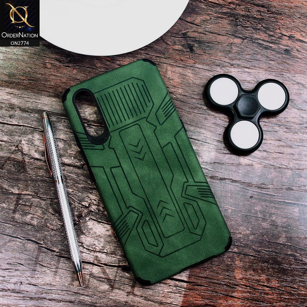 Vivo S1 Cover - Green - Soft Synthetic Leather TPU 3D Camera Case