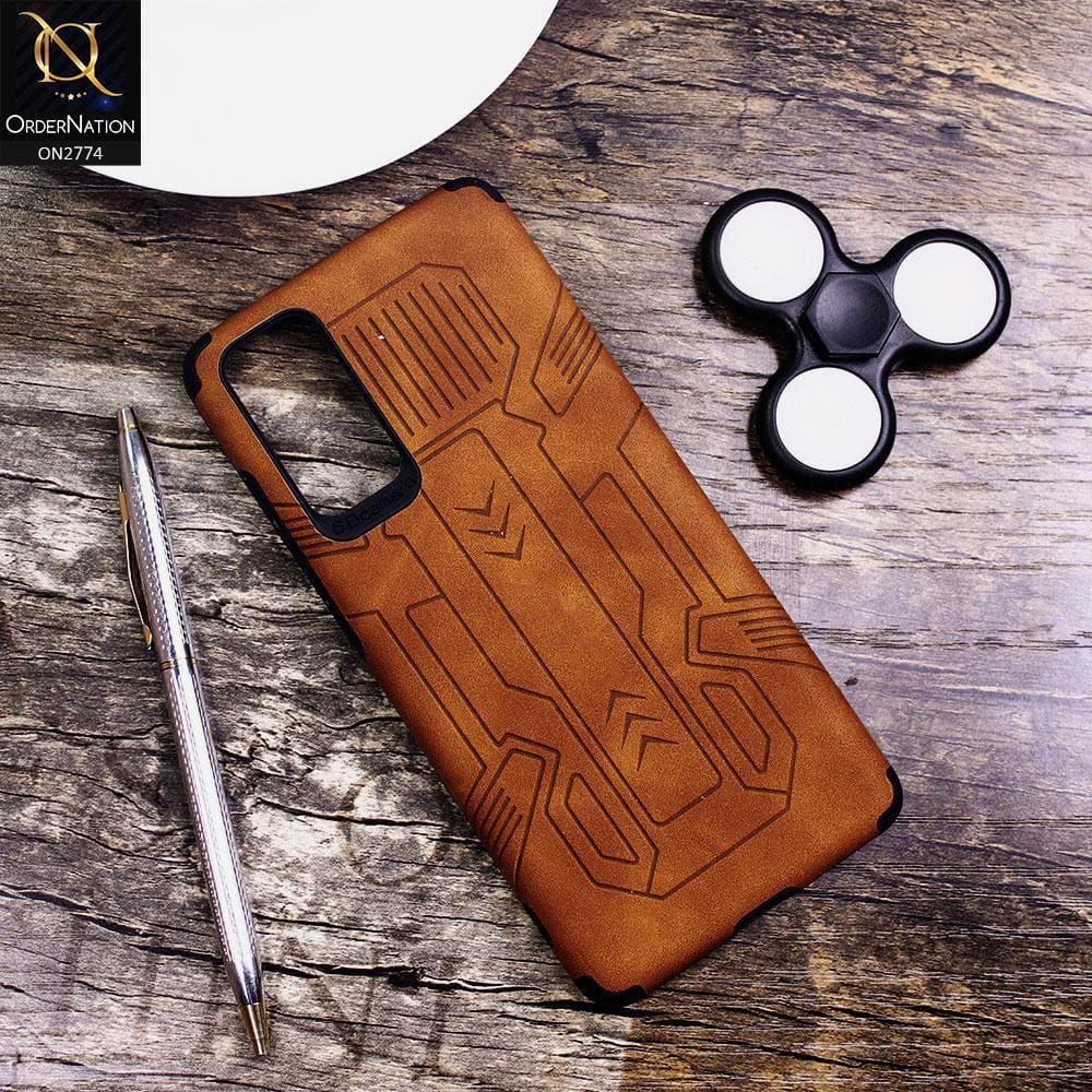 Samsung Galaxy S20 FE Cover - Brown - Soft Synthetic Leather TPU 3D Camera Case