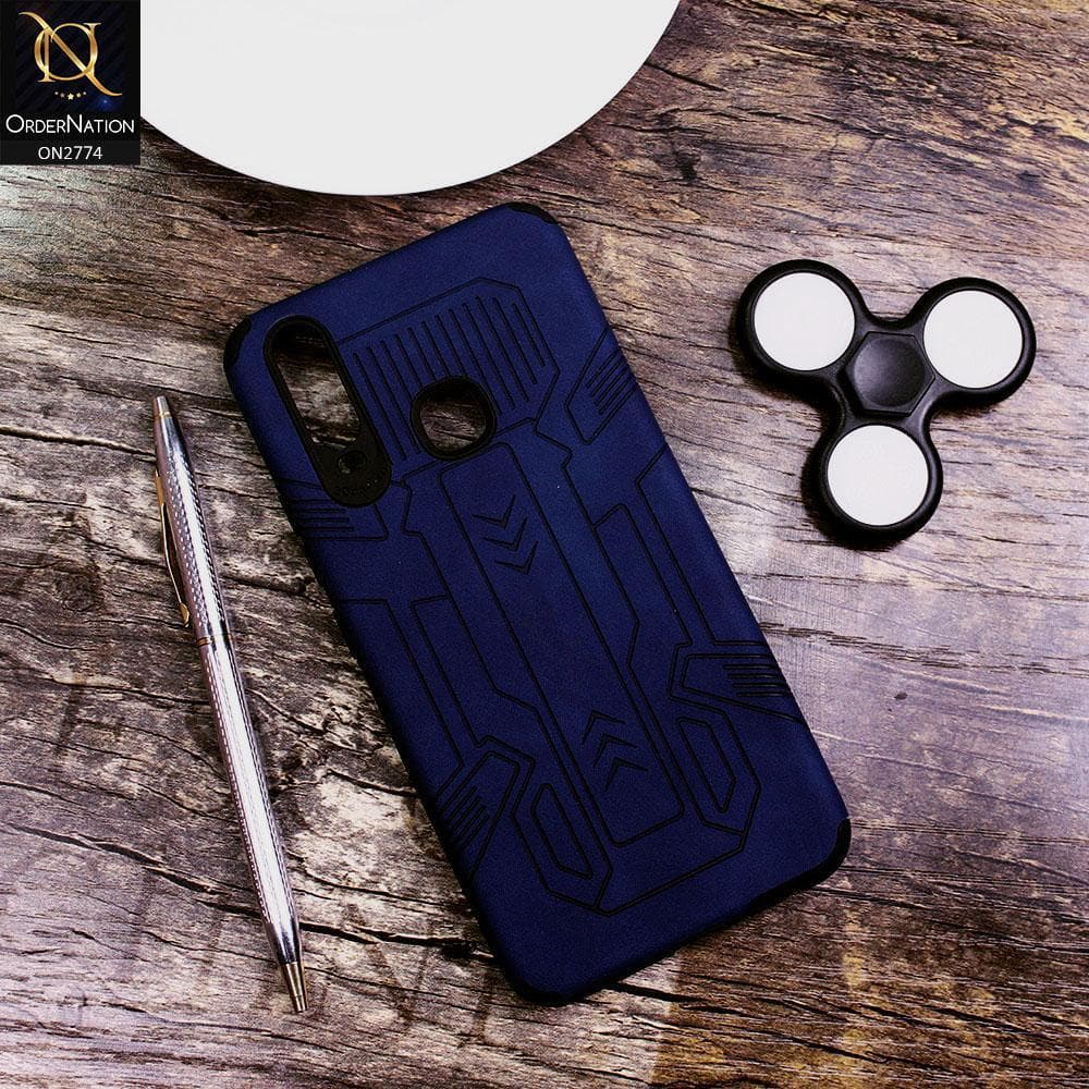 Vivo Y12 Cover - Blue - Soft Synthetic Leather TPU 3D Camera Case