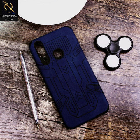 Vivo Y15 Cover - Blue - Soft Synthetic Leather TPU 3D Camera Case