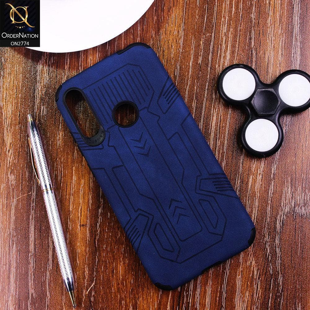 Huawei Y6s 2019 Cover - Blue - Soft Synthetic Leather TPU 3D Camera Case