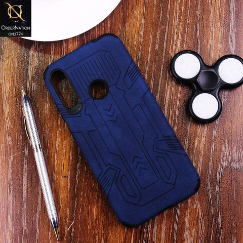 Huawei Y6s 2019 Cover - Blue - Soft Synthetic Leather TPU 3D Camera Case