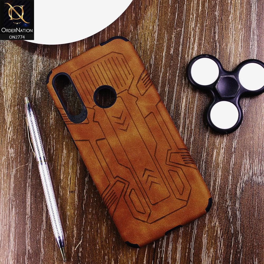 Huawei Y6 2019 / Y6 Prime 2019 Cover - Brown - Soft Synthetic Leather TPU 3D Camera Case
