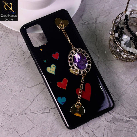 Samsung Galaxy A31 Cover - Design 4 - Cute Girlish Chain Stone Brogue Back Soft Case