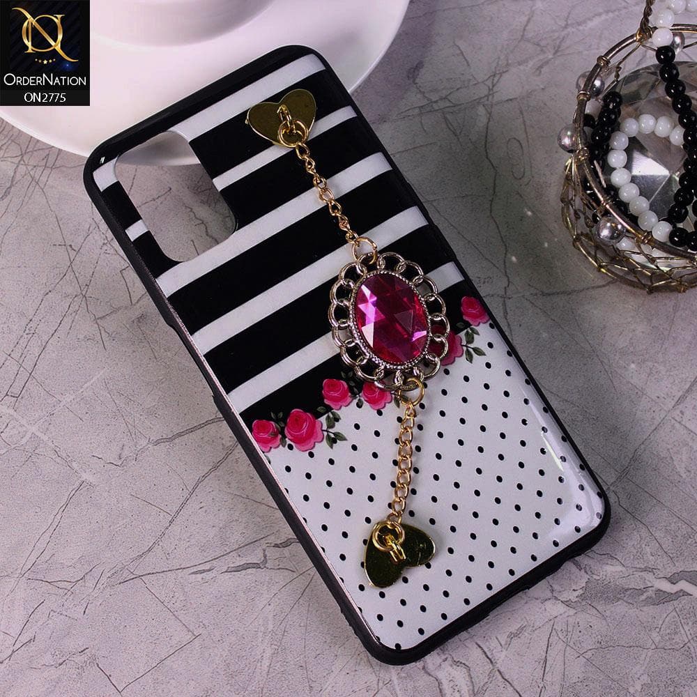 Oppo A72 Cover - Design 1 - Cute Girlish Chain Stone Brogue Back Soft Case