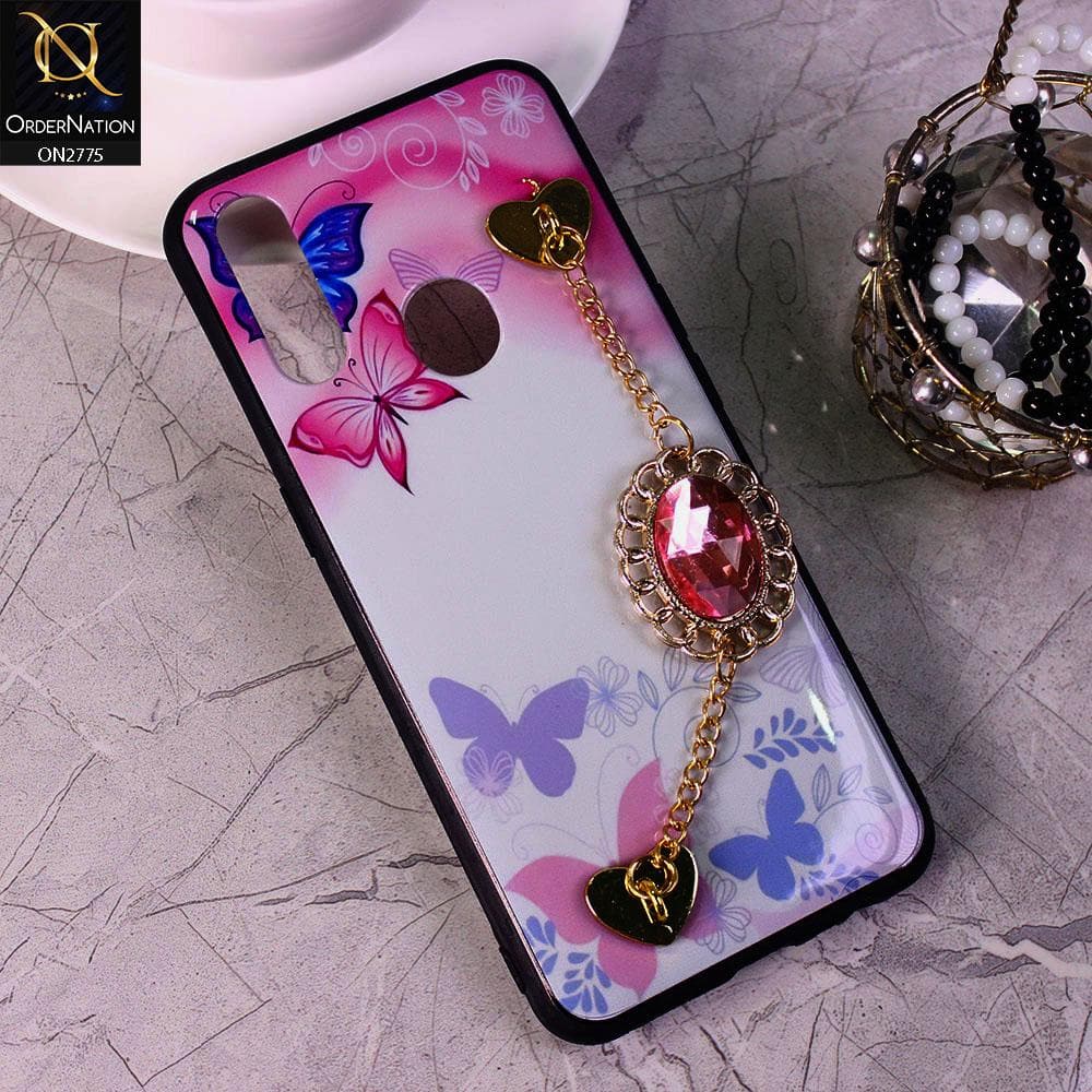 Oppo A31 Cover - Design 2 - Cute Girlish Chain Stone Brogue Back Soft Case
