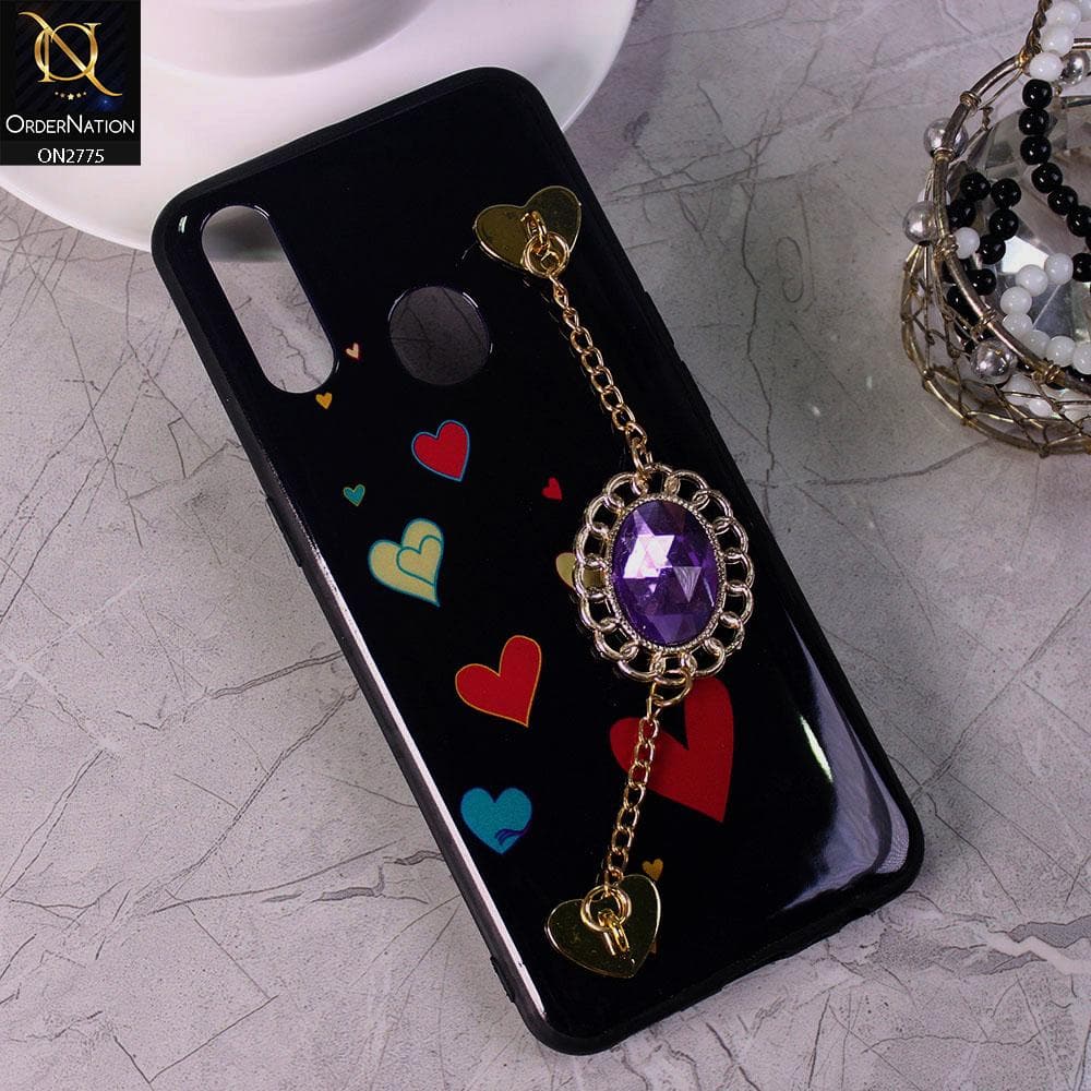 Oppo A8 Cover - Design 4 - Cute Girlish Chain Stone Brogue Back Soft Case