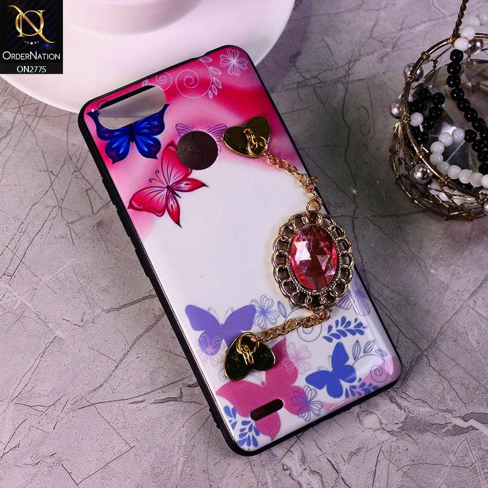 Tecno Pop 2 F Cover - Design 2 - Cute Girlish Chain Stone Brogue Back Soft Case