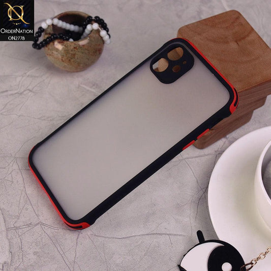 iPhone 11 Cover - Red - Translucent Frosted Feel Color Borders Back Shell Case