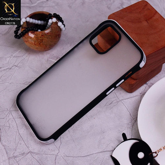 iPhone 12 Pro Max Cover - White - Translucent Frosted Feel Color Borders Back Shell Case