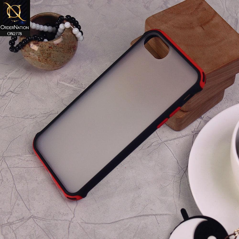 iPhone 8 / 7 Cover - Red - Translucent Frosted Feel Color Borders Back Shell Case