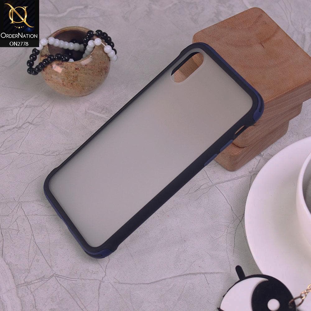 iPhone XS / X Cover - Blue - Translucent Frosted Feel Color Borders Back Shell Case