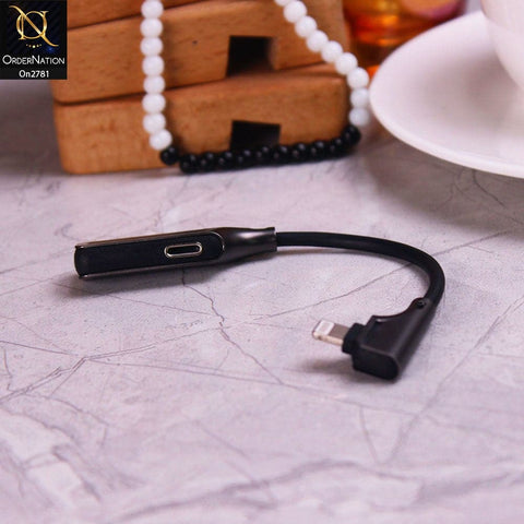 Black -  RC17 Dual Lightning Adapter With Dual Lightning Jack - Handsfree with Charging Same time
