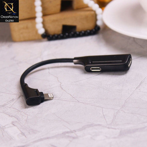 Black -  RC17 Dual Lightning Adapter With Dual Lightning Jack - Handsfree with Charging Same time