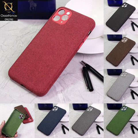 iPhone 12 Pro Max Cover - Brown - Luxury Fabric Jeans Texture Camera Protection Case