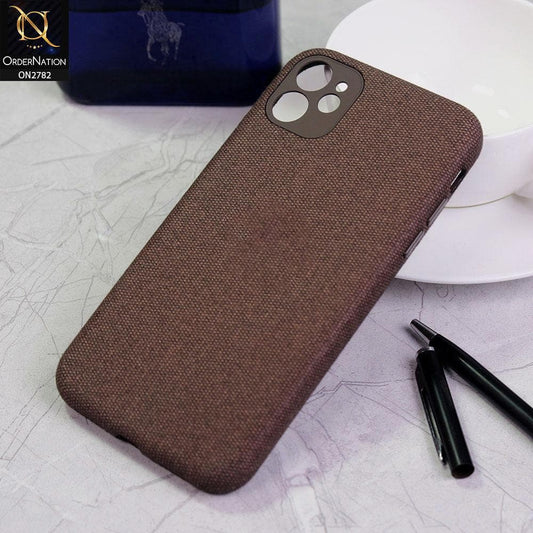 iPhone 11 Cover - Brown - Luxury Fabric Jeans Texture Camera Protection Case