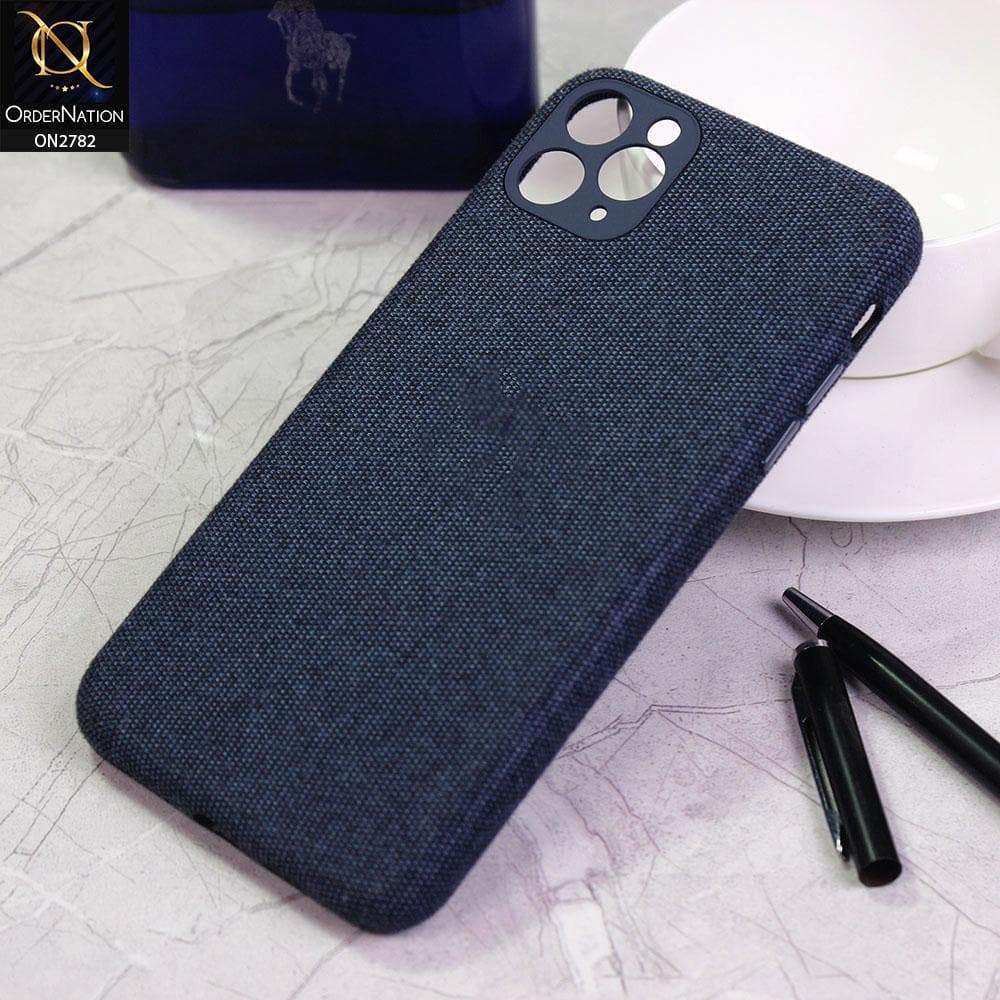 iPhone 11 Pro Cover - Blue - Luxury Fabric Jeans Texture Camera Protection Case