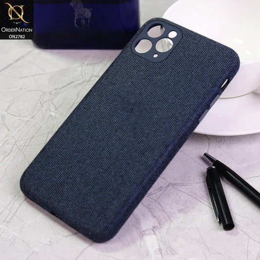 iPhone 11 Pro Cover - Blue - Luxury Fabric Jeans Texture Camera Protection Case