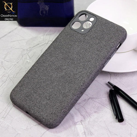 iPhone 11 Pro Cover - Dark Gray - Luxury Fabric Jeans Texture Camera Protection Case