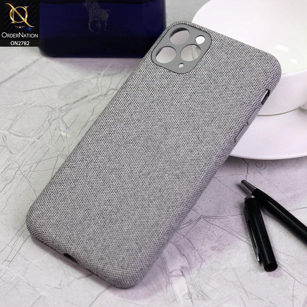 iPhone 11 Pro Max Cover - Light Gray - Luxury Fabric Jeans Texture Camera Protection Case