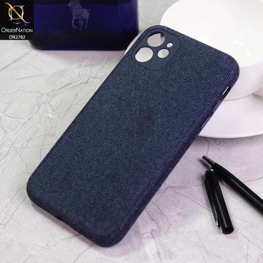 iPhone 12 Cover - Blue - Luxury Fabric Jeans Texture Camera Protection Case