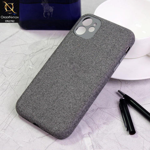 iPhone 12 Cover - Dark Gray - Luxury Fabric Jeans Texture Camera Protection Case
