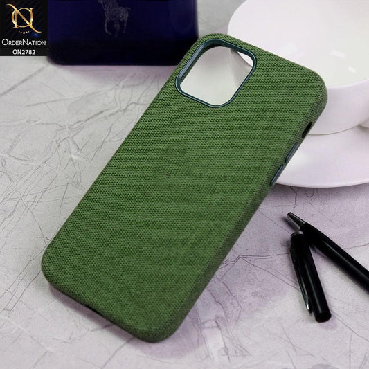 iPhone 12 Cover - Green - V2 - Luxury Fabric Jeans Texture Camera Protection Case