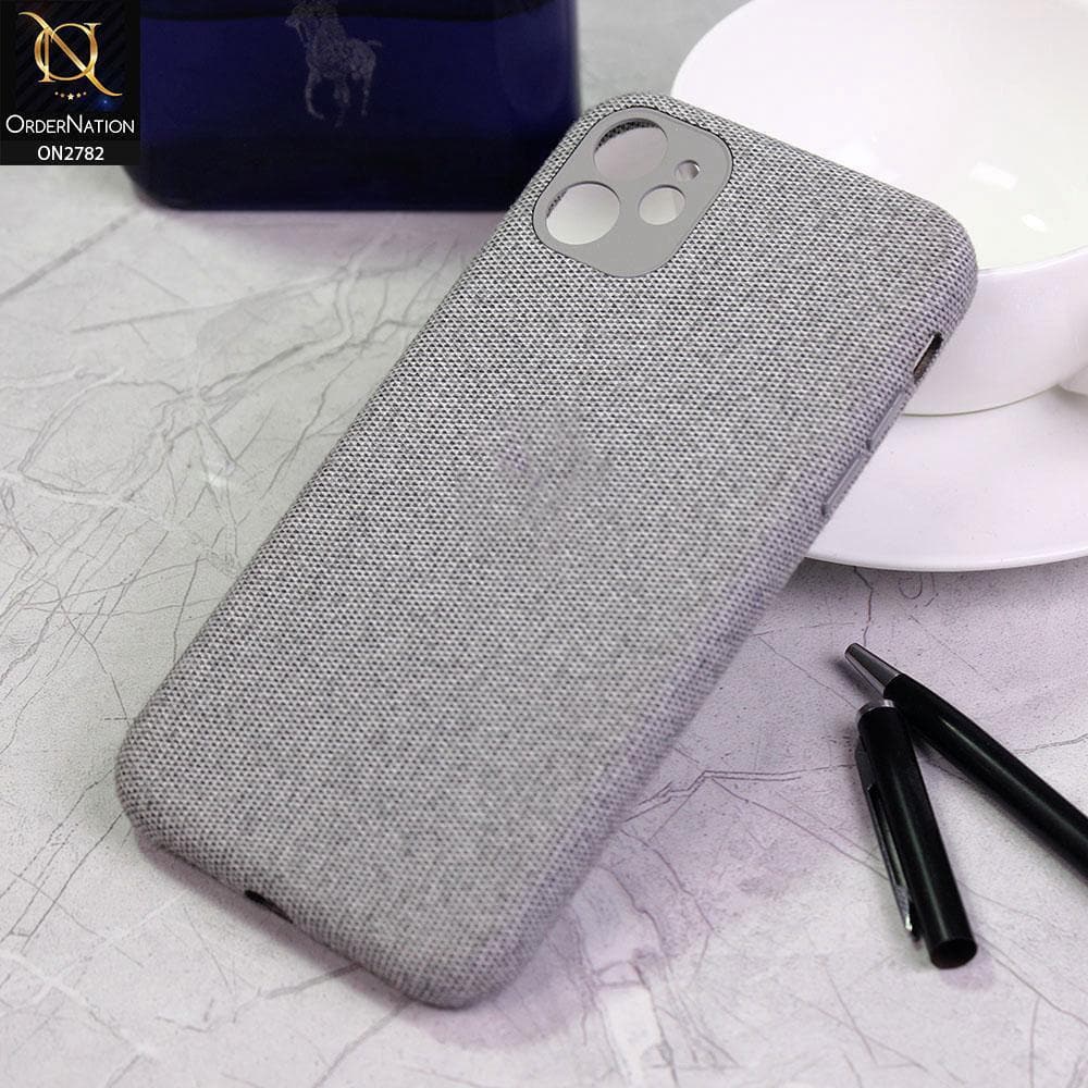 iPhone 12 Cover - Light Gray - Luxury Fabric Jeans Texture Camera Protection Case