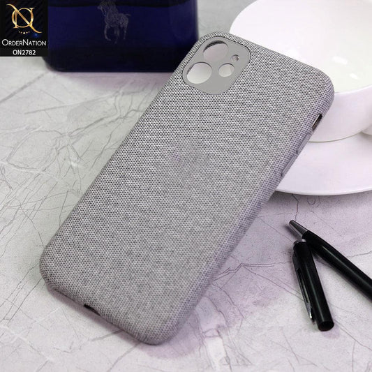iPhone 12 Cover - Light Gray - Luxury Fabric Jeans Texture Camera Protection Case