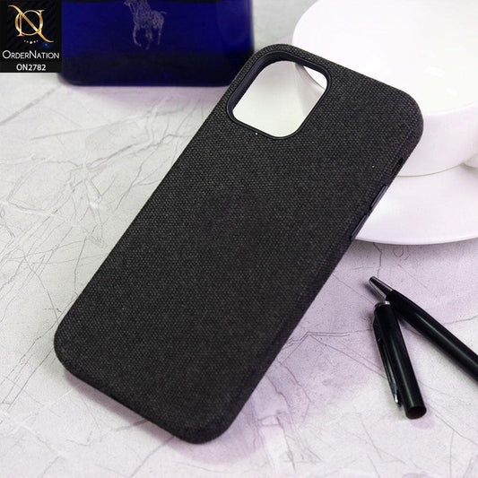 iPhone 12 Mini Cover - Black - Luxury Fabric Jeans Texture Camera Protection Case