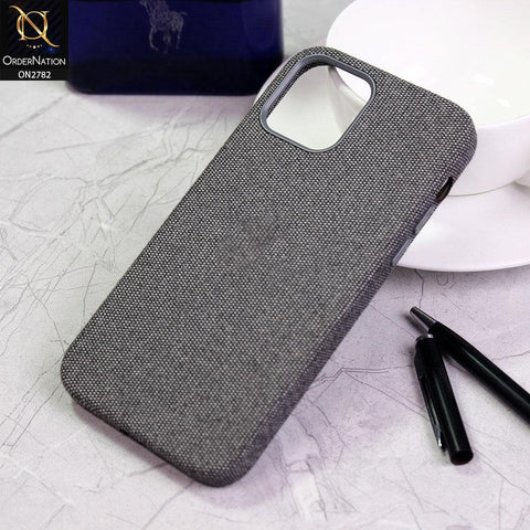 iPhone 12 Mini Cover - Dark Gray - Luxury Fabric Jeans Texture Camera Protection Case