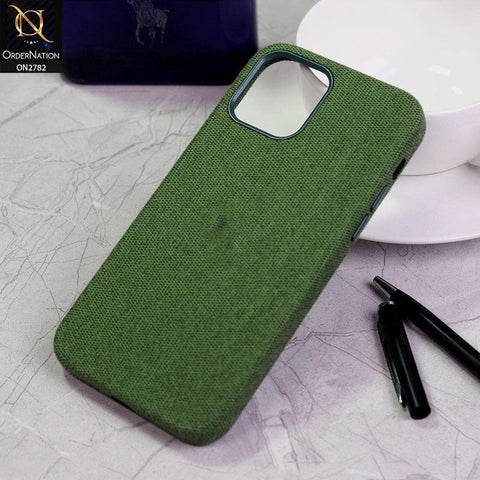 iPhone 12 Mini Cover - Green - Luxury Fabric Jeans Texture Camera Protection Case