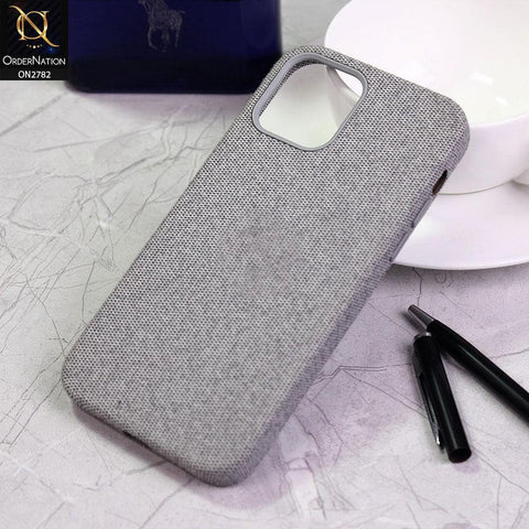 iPhone 12 Mini Cover - Light Gray - Luxury Fabric Jeans Texture Camera Protection Case