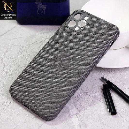 iPhone 12 Pro Cover - Dark Gray - Luxury Fabric Jeans Texture Camera Protection Case