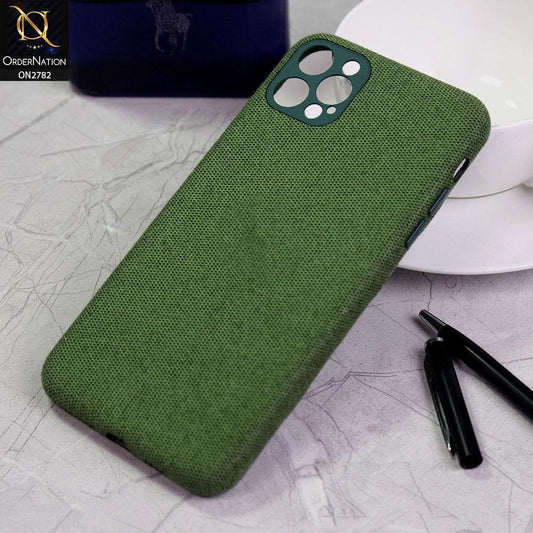 iPhone 12 Pro Max Cover - Green - Luxury Fabric Jeans Texture Camera Protection Case