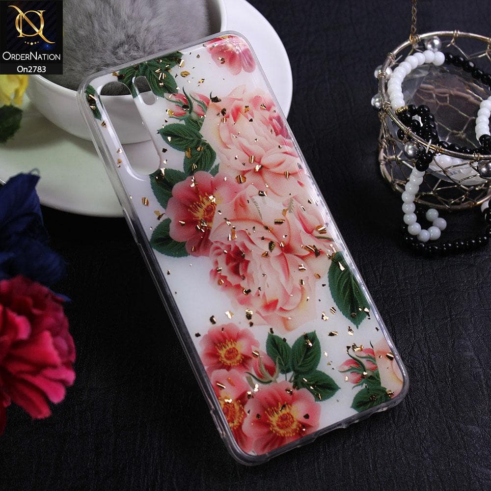 Oppo F15 - Design 1 - Stylish Bling Gold Fiber Foil Soft Case