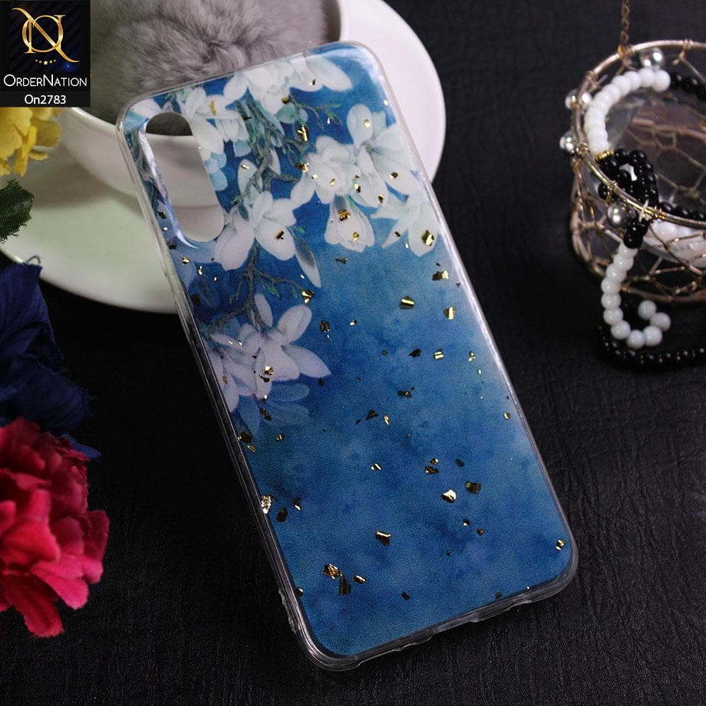 Vivo S1 - Design 2 - Stylish Bling Gold Fiber Foil Soft Case