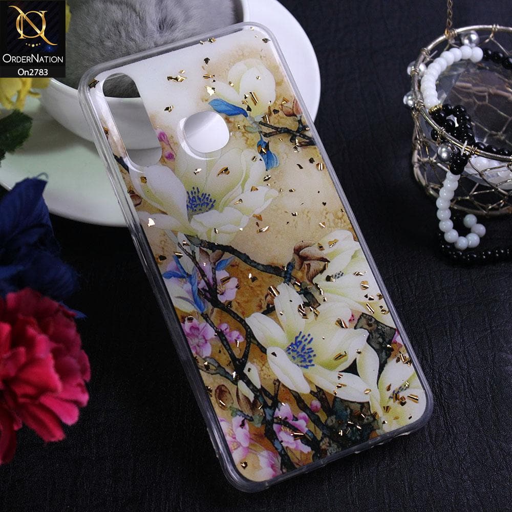 Vivo Y15 - Design 8 - Stylish Bling Gold Fiber Foil Soft Case
