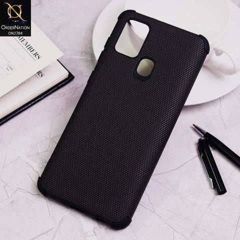 Samsung Galaxy A21s Cover - Black - Leather Jeans Texture Soft Case