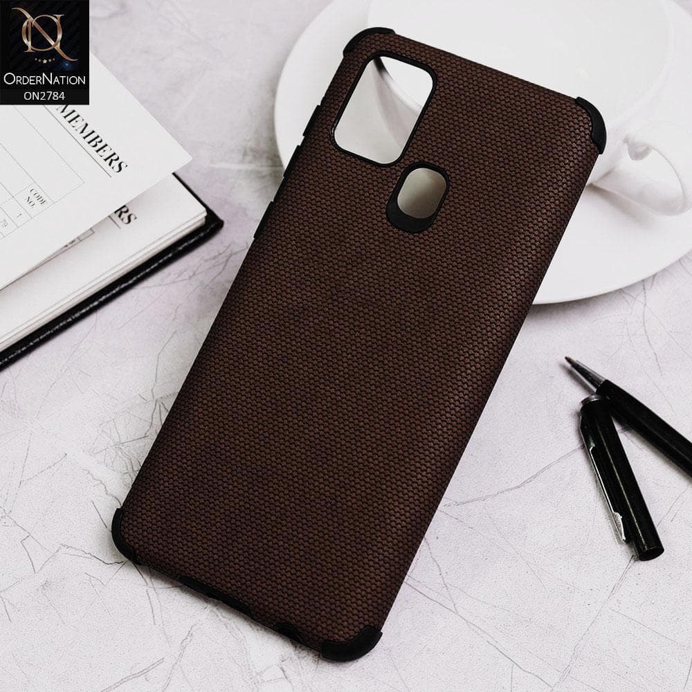 Samsung Galaxy A21s Cover - Brown - Leather Jeans Texture Soft Case