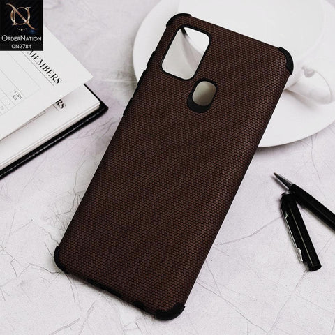 Samsung Galaxy A21s Cover - Brown - Leather Jeans Texture Soft Case