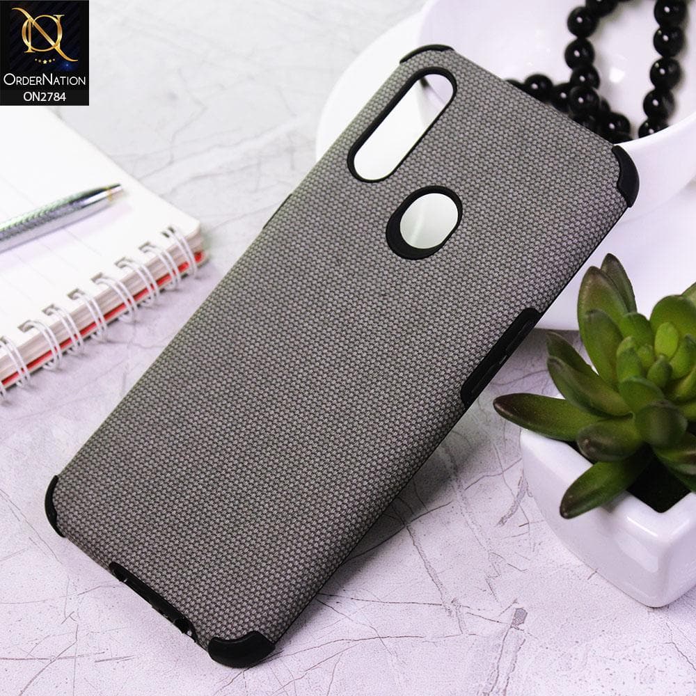 Oppo A8 Cover - Gray - Leather Jeans Texture Soft Case