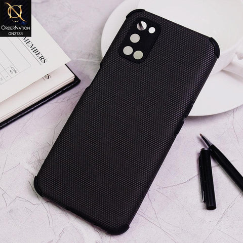 Oppo A52 Cover - Black - Leather Jeans Texture Soft Case